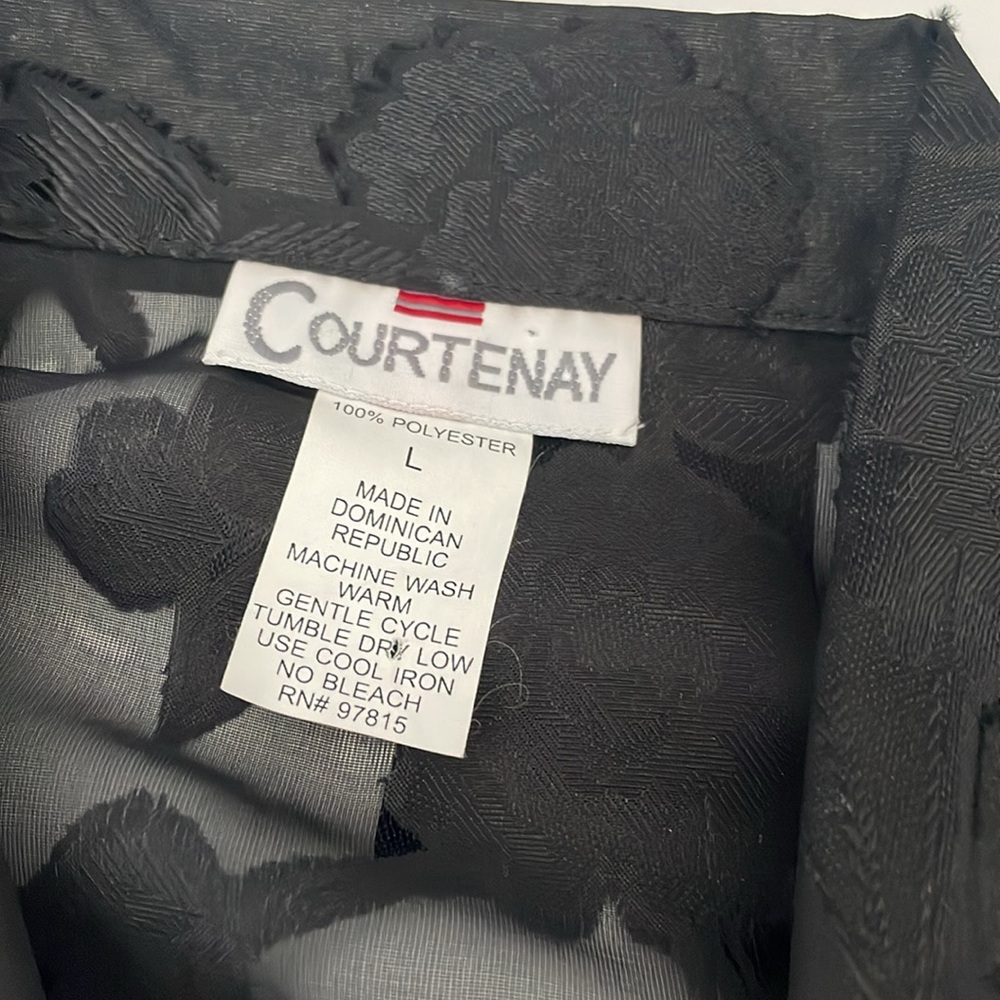 Courtenay Floral Black Sheer Button Up Women’s size Large Flocking Whimsigoth - Picture 4 of 11